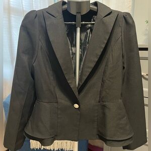 FLITAY Black Single-Button Peplum Blazer